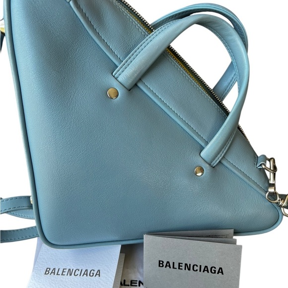 Balenciaga Triangle Duffle S Leather Handbag Blue - Picture 2 of 14